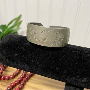 Vintage Kirk Stieff Pewter etched cuff bracelet